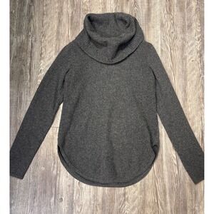 Design History Cashmere Chic Charcoal Gray Ribbed Cowl Neck Sweater Women's